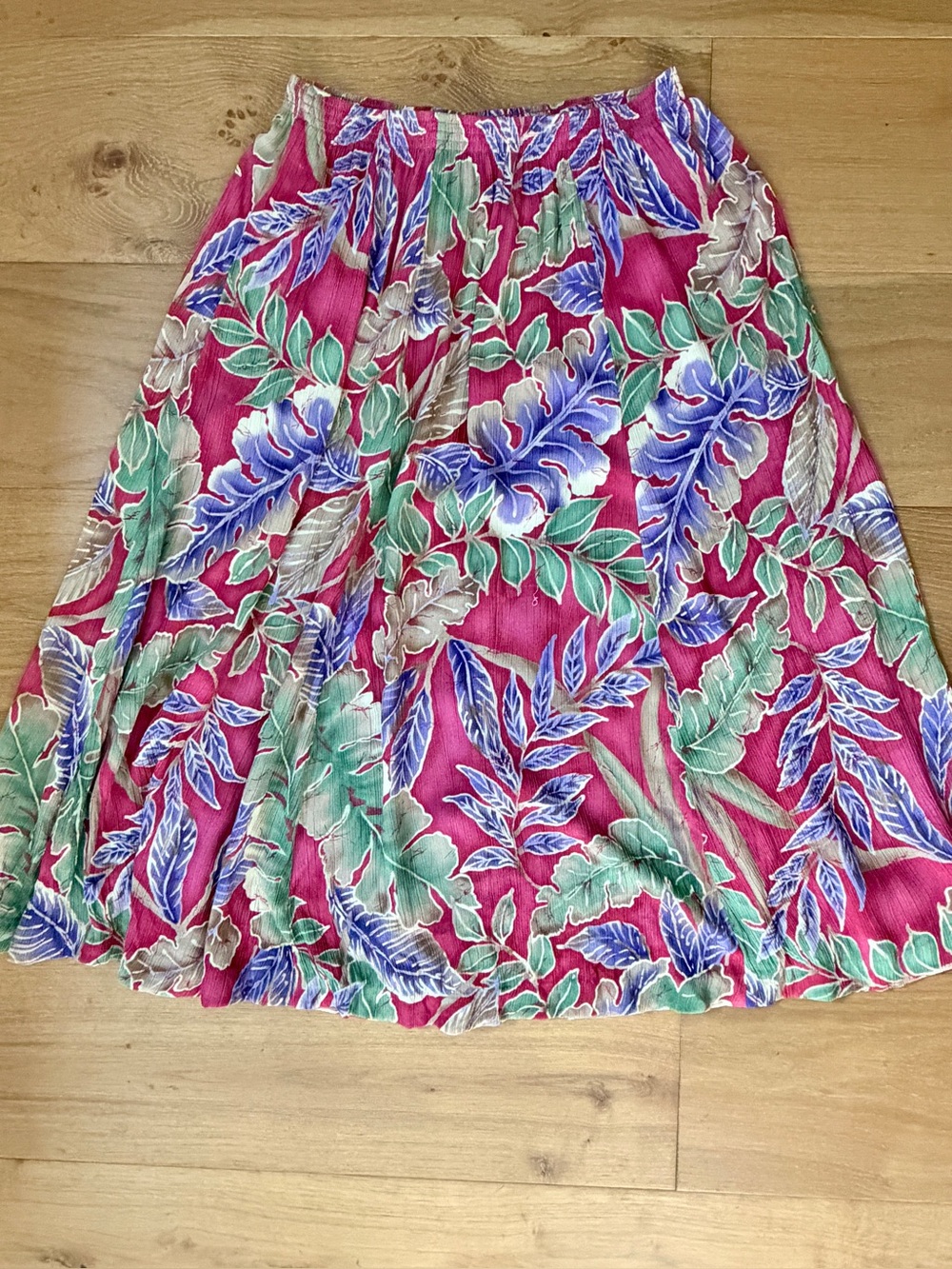 VTG Alfred Dunner 90s Grandmacore Floral Crinkle Midi Skirt Petite 12 Academia